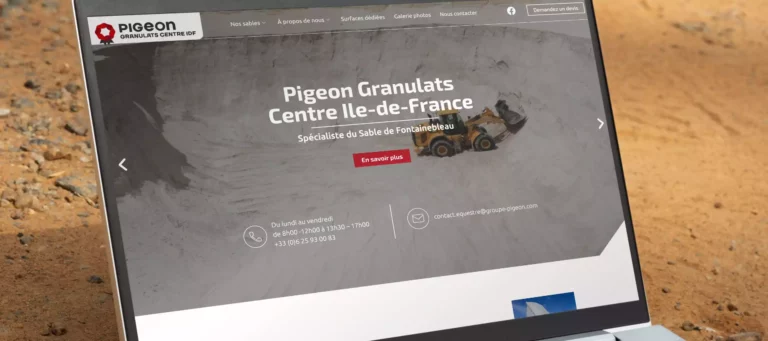 page d'accueil site web Pigeon Granulats Centre Île-de-France